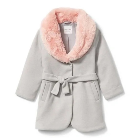 Janie and Jack Grey Faux Fur Trim Coat 18-24M - Picture 1 of 4
